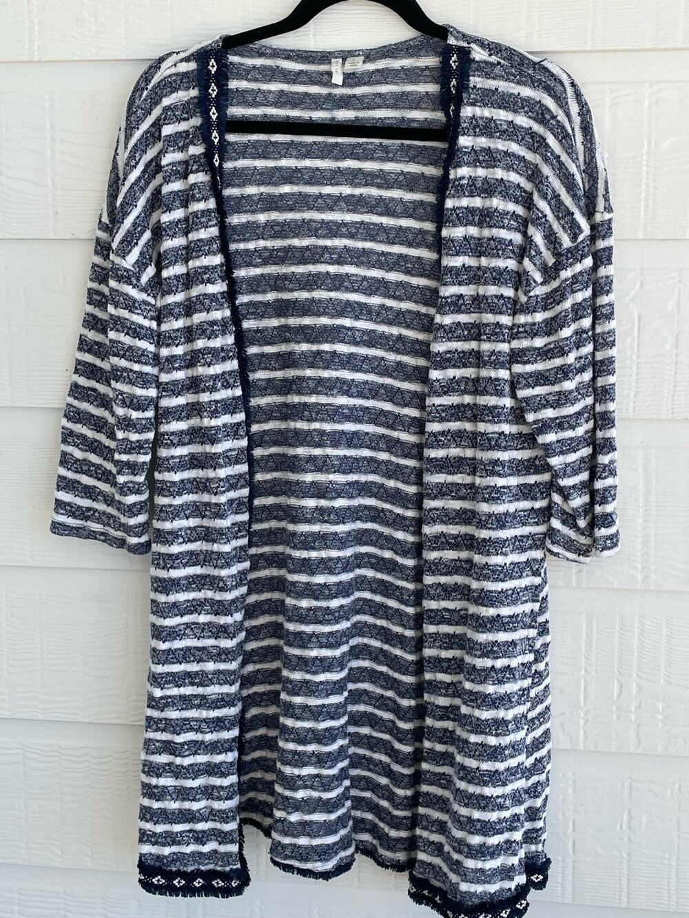 Est 1946 short sleeve open front cardigan blue and white Large